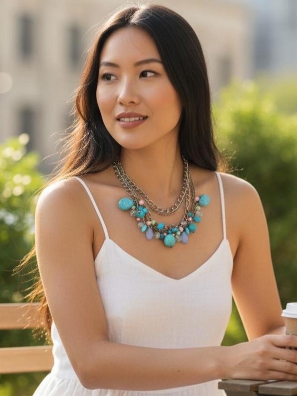 Vintage Y2K Triple-Layer Pastel Beaded Charm Bib Statement Necklace